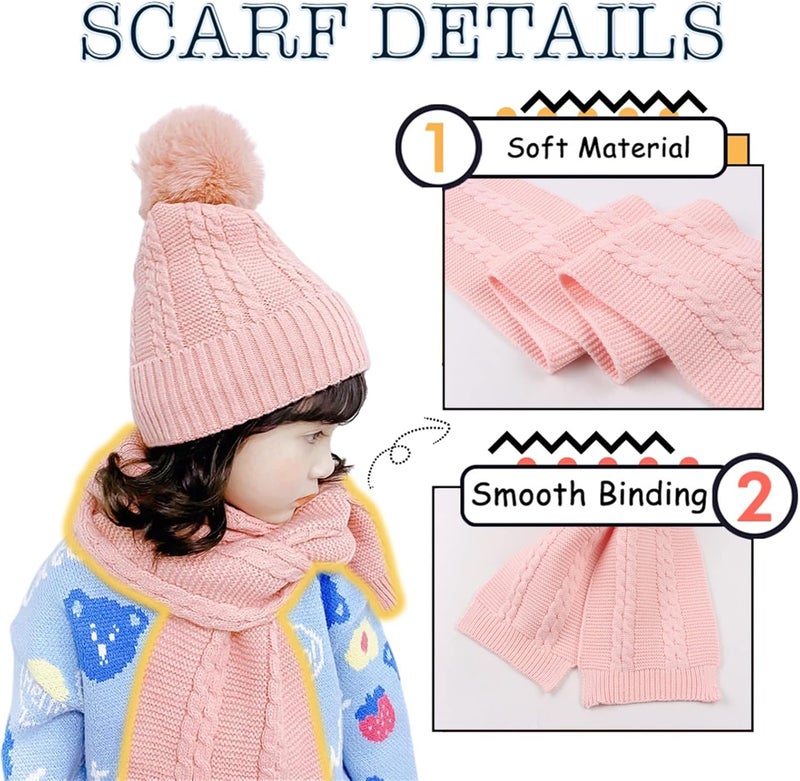 Peecabe Kids Winter Hat Scarf Mittens Set Toddler Knitted Beanie Girls Fleece Children Neck Warmer Boys Warm Gloves 2-7 Years - Image 3